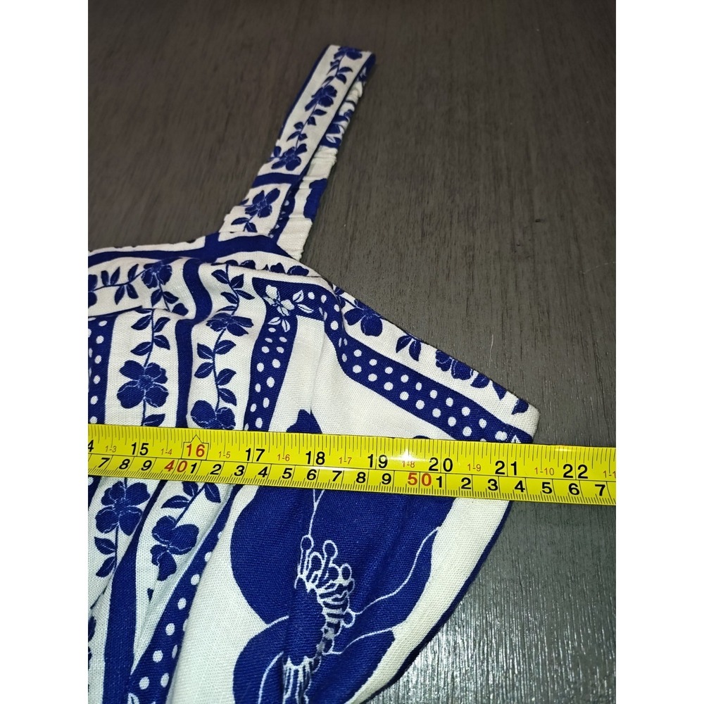 Draper James RSVP Womens XXL Blue White Floral Tie Waist Fit Flare Sundress - Picture 15 of 16